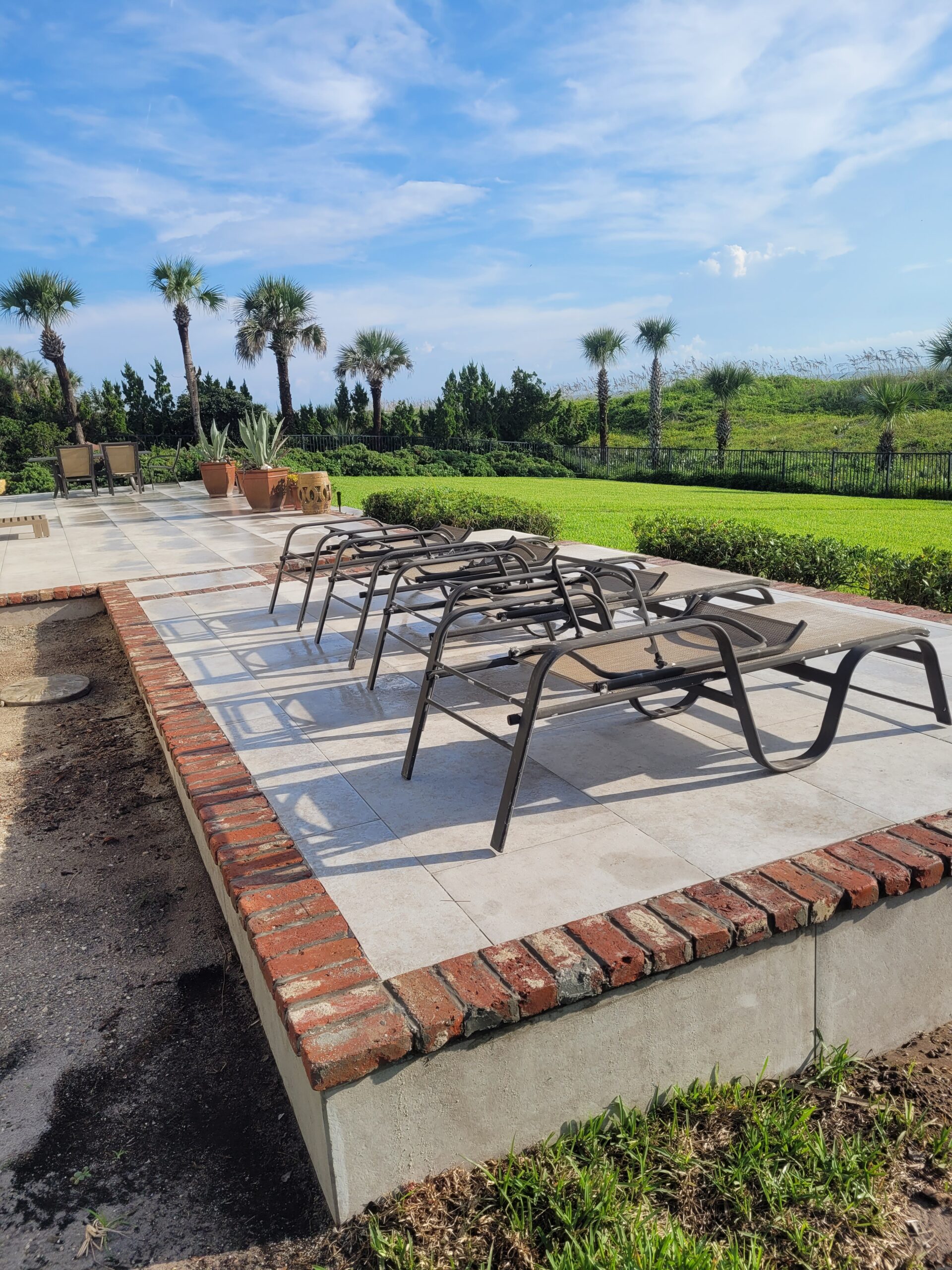 Large format porcelain beachfront patio