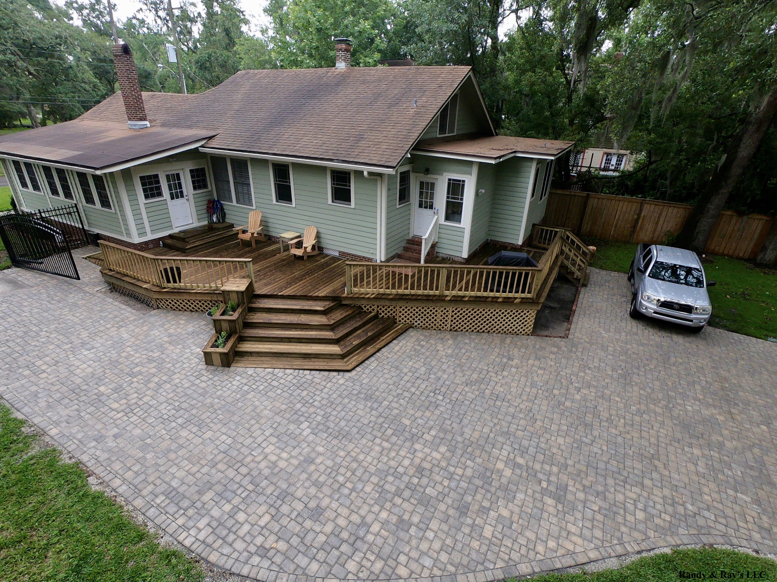 Paver driveway and wood deck Jacksonville Florida